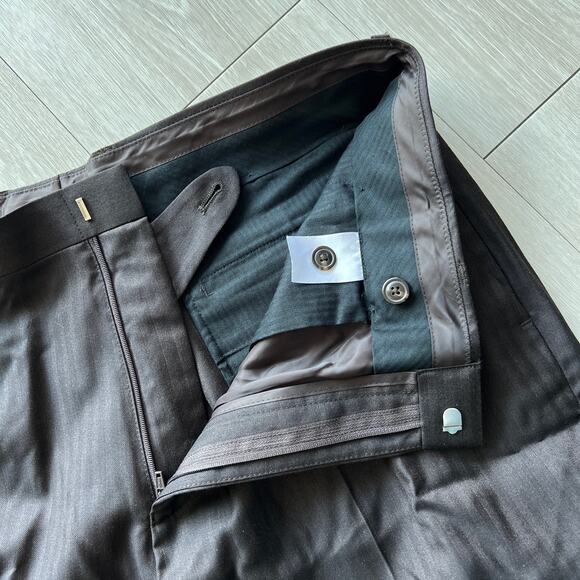 J Crew Crosby Classic Fit Suit Pant Lightweight Italian Wool Mens W34 L30 Brown - Picture 10 of 12